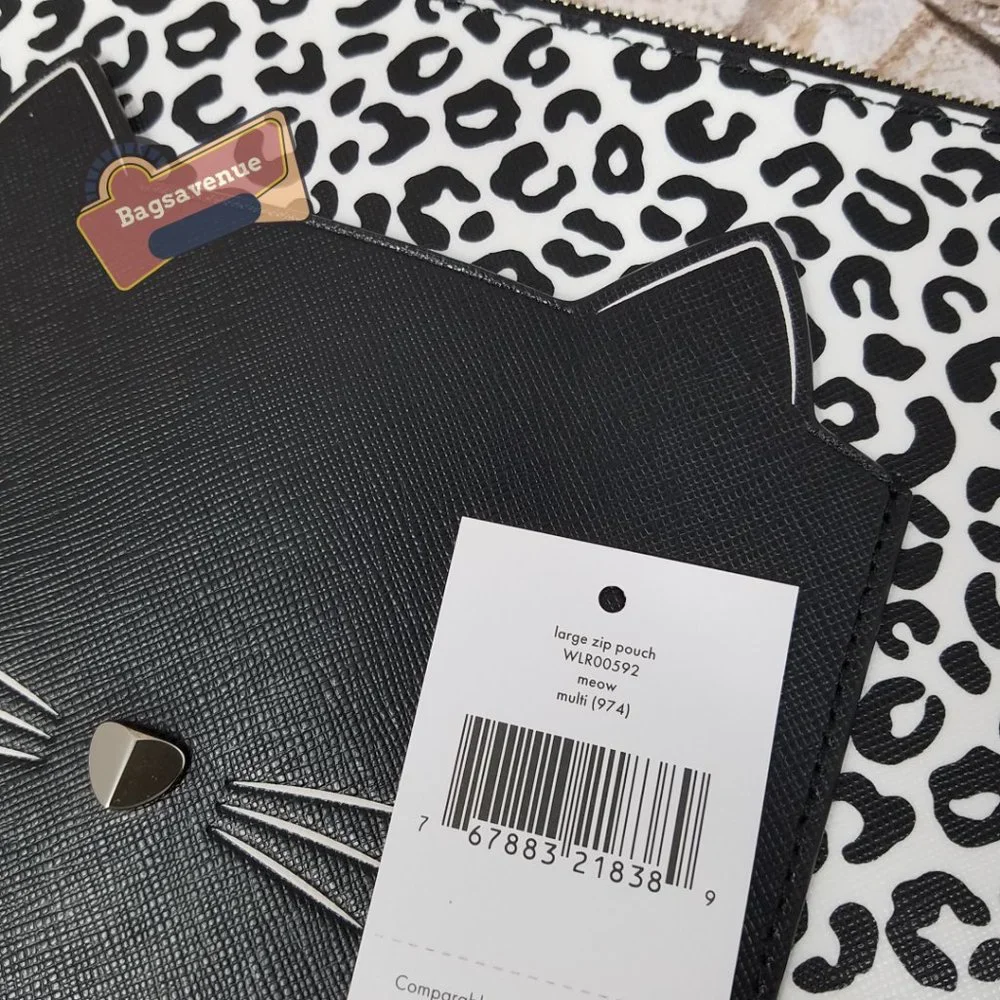 Black MEOW CAT LARGE ZIP POUCH CLUTCH WLR00592 NWT $109 KATE SPADE #Bagsavenue - Picture 7 of 7